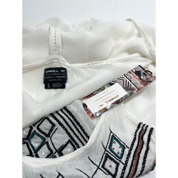 O'Neill Tank Top Embroidered Trim Racerback Tunic Tank Top Womens L Tank Top - Picture 7 of 10